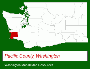 Washington map, showing the general location of Anchorage Cottages