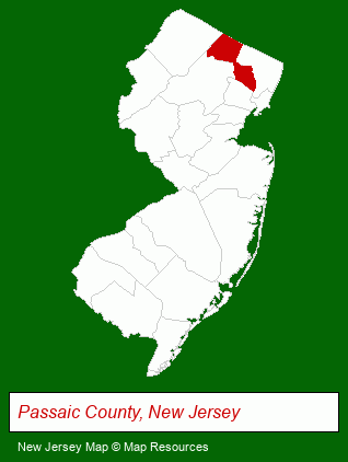 New Jersey map, showing the general location of New Jersey Botanical Garden