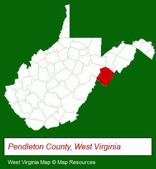 West Virginia map, showing the general location of Appalachian Cabins