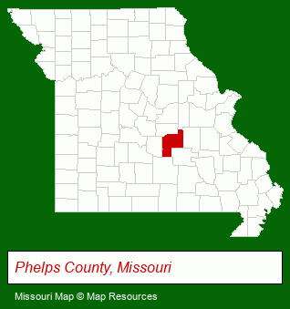 Missouri map, showing the general location of Brown Rentals