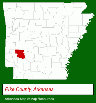 Arkansas map, showing the general location of Crater of Diamonds