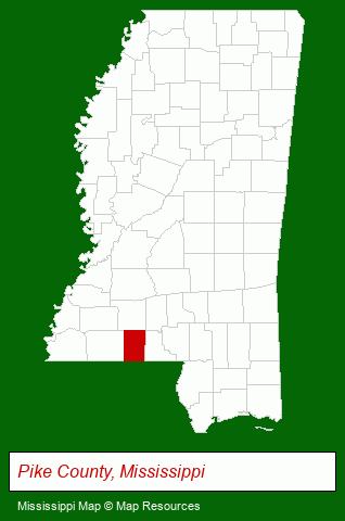 Mississippi map, showing the general location of Brandon W Frazier