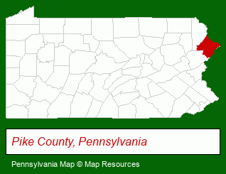 Pennsylvania map, showing the general location of Ski Big Bear