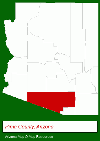 Arizona map, showing the general location of Tucson Real Estate by Pam Treece