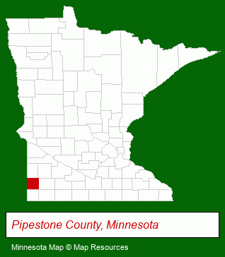 Minnesota map, showing the general location of Pipestone Realty