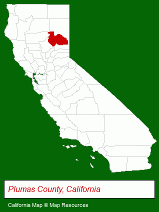 California map, showing the general location of Gold Lake Lodge