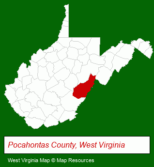 West Virginia map, showing the general location of Droop Mountain State Park