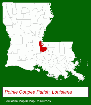 Louisiana map, showing the general location of False River Realty