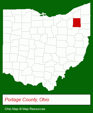 Ohio map, showing the general location of Portage Metropolitan Housing