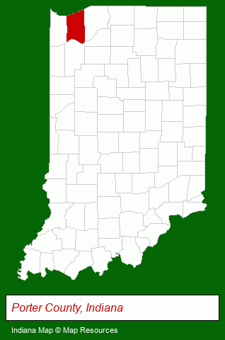 Indiana map, showing the general location of PC Brooks & HINE