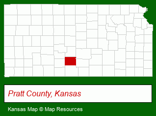 Kansas map, showing the general location of Pratt Rehabilitation & Residence Center