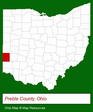 Ohio map, showing the general location of Eaton Floral