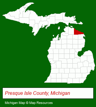 Michigan map, showing the general location of Schell Resort