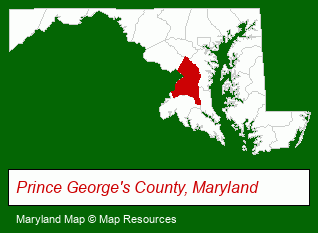 Maryland map, showing the general location of Redd's Realtors