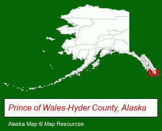 Alaska map, showing the general location of Log Cabin Resort & RV