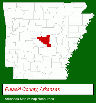 Arkansas map, showing the general location of North Little Rock Comm Center