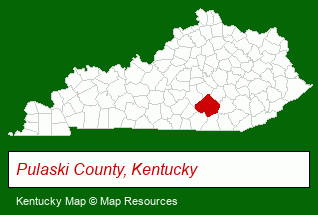Kentucky map, showing the general location of Villager Resort Cottages