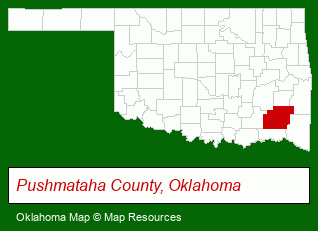 Oklahoma map, showing the general location of Southeastern Oklahoma Land Co