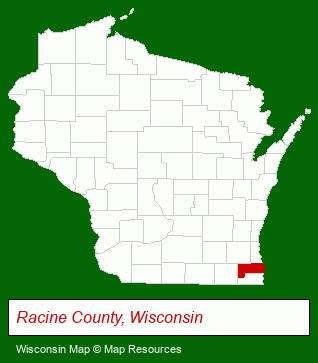 Wisconsin map, showing the general location of De Mark Kolbe & Brodek
