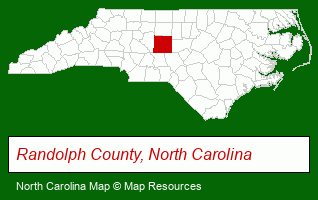 North Carolina map, showing the general location of Professional Insurance Service
