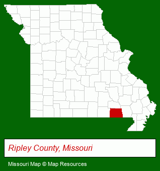 Missouri map, showing the general location of Rocky River Resort