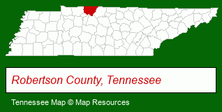Tennessee map, showing the general location of Robertson County Assn-Realtors