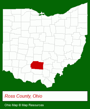Ohio map, showing the general location of Chillicothe City Park