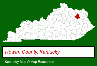 Kentucky map, showing the general location of Morehead Community Federal Credit Union