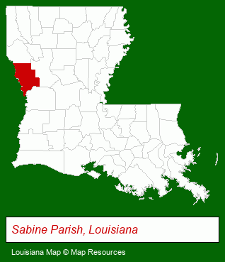 Louisiana map, showing the general location of Sabine Housing Authority