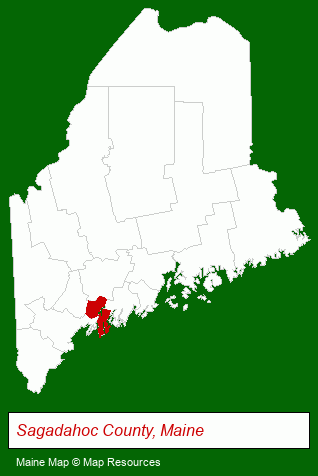 Maine map, showing the general location of Holden Frost House
