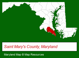 Maryland map, showing the general location of Edward Kim Reynolds