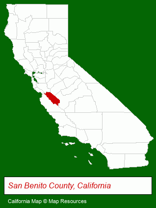 California map, showing the general location of Hollister Rental Properties