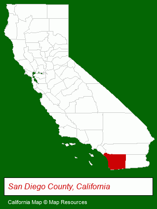 California map, showing the general location of Jordan Mobile Home Services