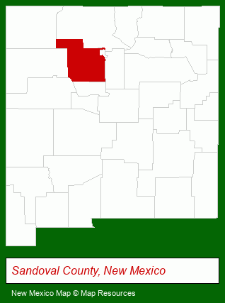 New Mexico map, showing the general location of Placitas Realty