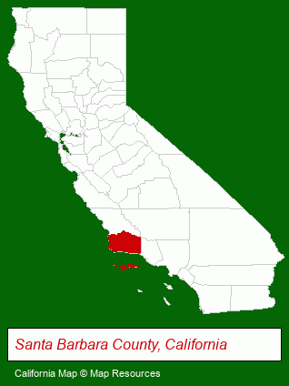 California map, showing the general location of Hotel Milo Santa Barbara