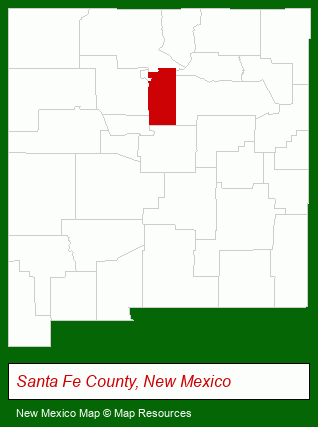 New Mexico map, showing the general location of Rancheros de Santa Fe Cmpgrnd