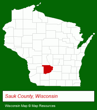 Wisconsin map, showing the general location of Blackhawk Home Sales Inc