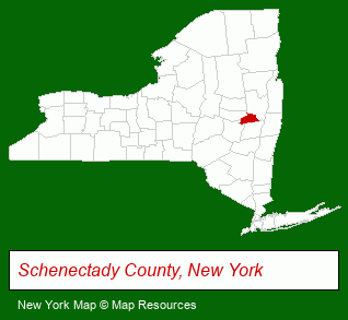 New York map, showing the general location of Family & Child Svc-Schenectady