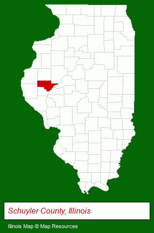 Illinois map, showing the general location of Rushville State Bank