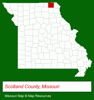 Missouri map, showing the general location of Hinds Realty