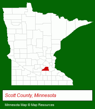 Minnesota map, showing the general location of Scott County HRA