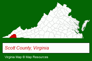 Virginia map, showing the general location of Dungannon Development Commission Inc - Director