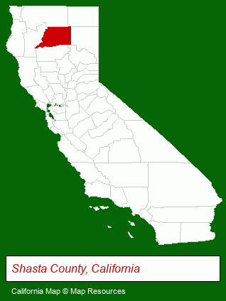 California map, showing the general location of Creekside Estates