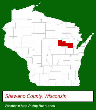 Wisconsin map, showing the general location of Pinewood Cottages