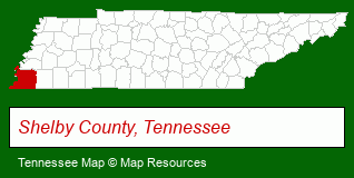 Tennessee map, showing the general location of Raspberry