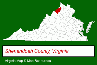 Virginia map, showing the general location of Creekside Realty Rentals