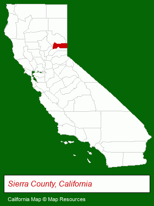 California map, showing the general location of Sierra Shangri-La