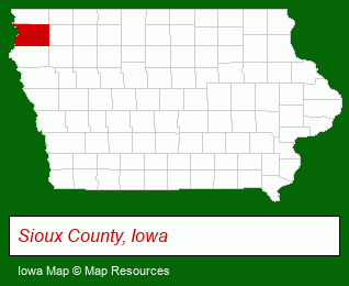 Iowa map, showing the general location of Siouxland Town & Country