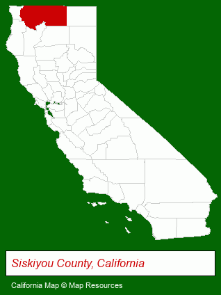 California map, showing the general location of Klamath Motor Lodge