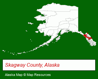 Alaska map, showing the general location of Pullen Creek RV Park